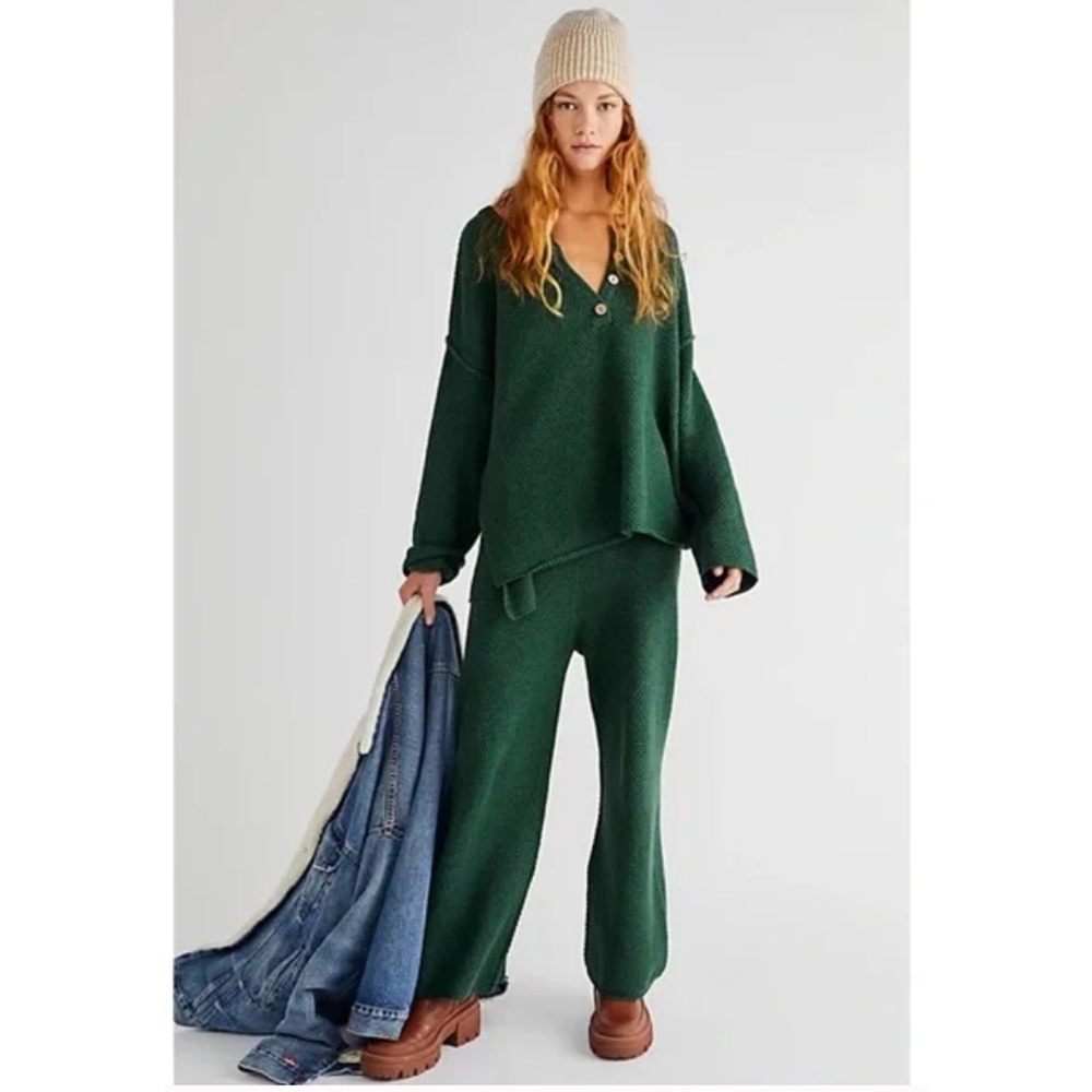 Free People Hailee Sweater Set Large Green